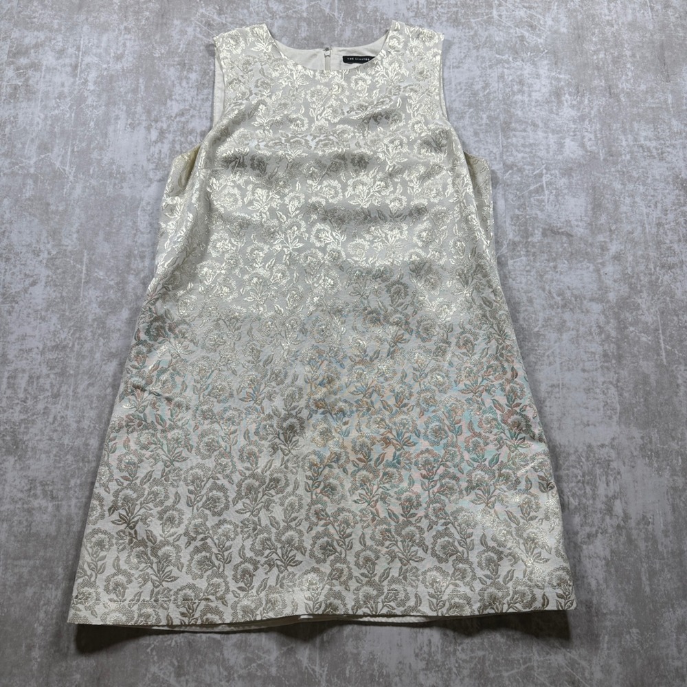 The Limited Bridal Event Dress Womens Size L Gold Floral Sleeveless Metallic
